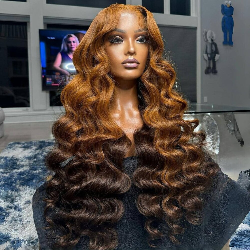 Stunning Ginger Brown Ombre 6x6 Body Wave Wig - 100% Human Hair